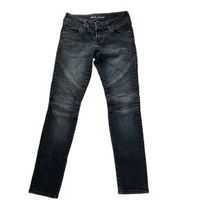 DISH JEANS Women's Paris Ultra Skinny Low Rise Dark Wash 27 Biker Style hippster